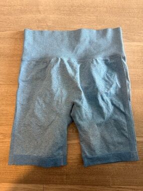 High-Waist Blue Seamless Bike Shorts